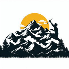 create mountain Silhouette with white background