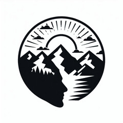 create mountain Silhouette with white background