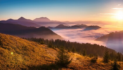 Obraz premium Misty Mountains at Dawn 