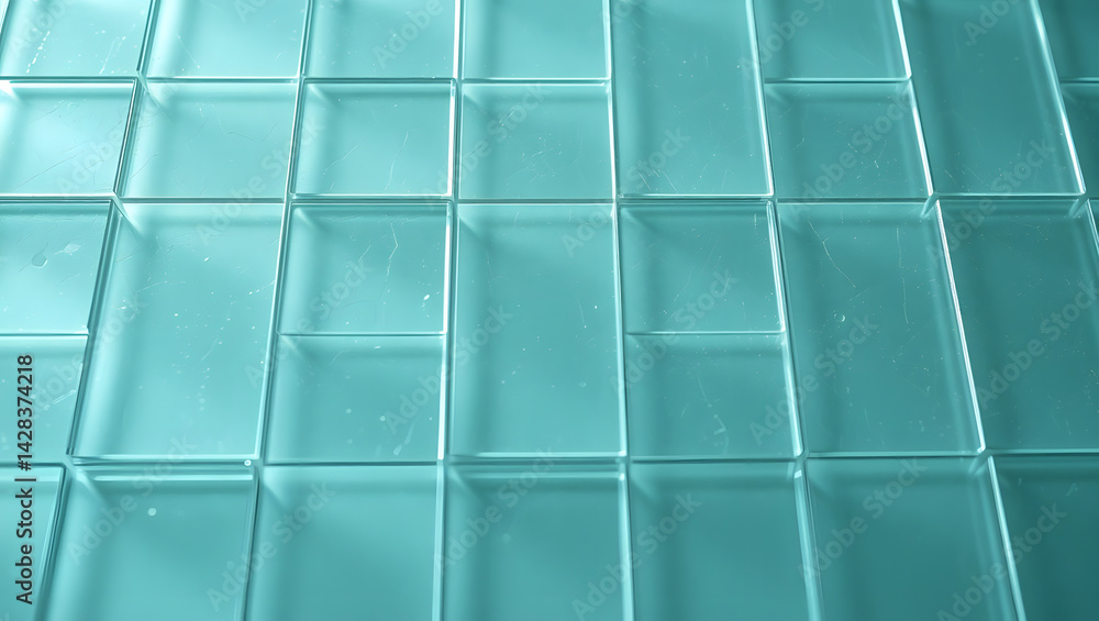 Poster abstract teal glass tile pattern intricate overlapping design