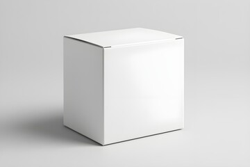 White Cardboard Box Mockup &ndash; Minimalist 3D Packaging Design on Gray Background

