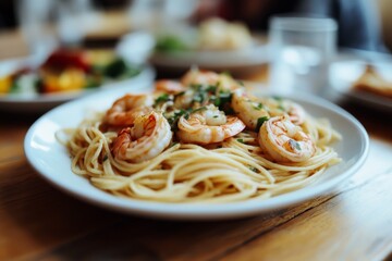 Fototapeta premium Shrimp scampi pasta dish (2)