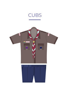 Flat Vector Illustration of Cub Scout Uniform on White Background