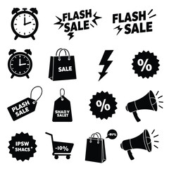 Monochrome Shopping & Sale Icon Set