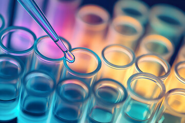 Microscopic Research: Colorful Liquid Droplets in Test Tubes