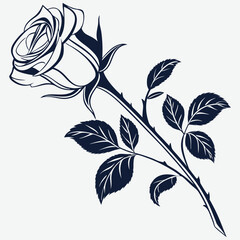 silhouette rose on white background