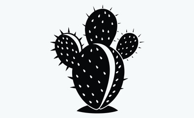 Prickly pear cactus silhouette, Prickly pear cactus silhouette icon vector illustration design on white background. 