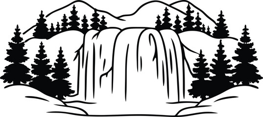 Fototapeta premium vector illustration of a forest, atmosphere, outdoor, bright, fresh, picturesque, landscape photography, eco friendly, clear sky