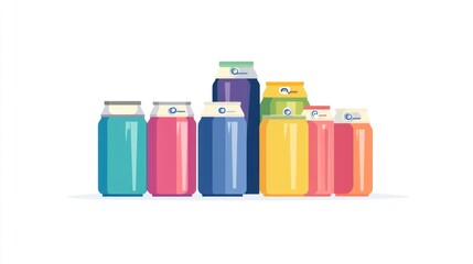Colorful beverage cans and pouches