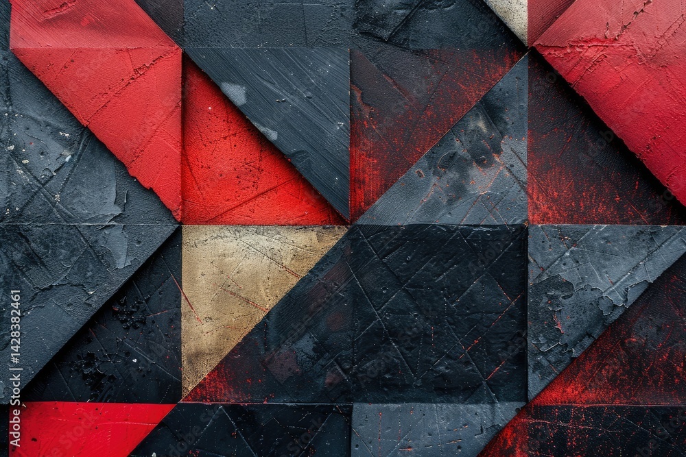 Poster the abstract picture of the red shape repetitive pattern polygon geometry in the background, geometr