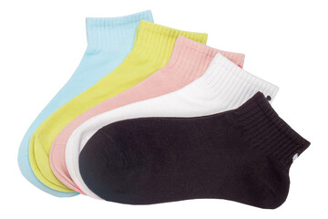 Pair of colorful socks isolated on white background. With clipping path