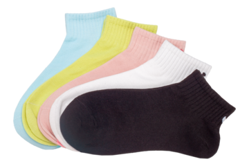 Pair of colorful socks isolated on white background. With clipping path