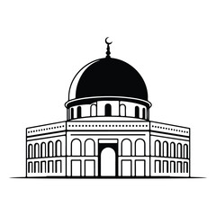 A Al-Aqsa mosque icons vector on a white background