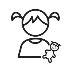 Playing with Doll icon vector image. Suitable for mobile apps, web apps and print media.