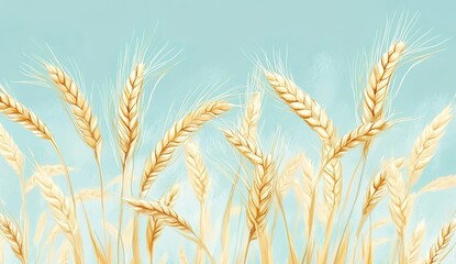 A close-up of the golden spike drawing, with a light blue sky background, emphasizing the agricultural theme of harvest.