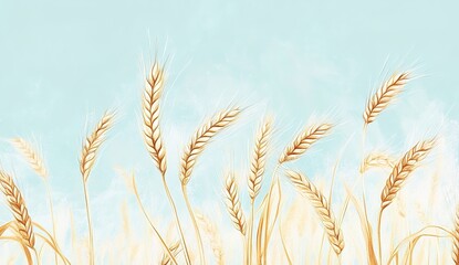 A close-up of the golden spike drawing, with a light blue sky background, emphasizing the agricultural theme of harvest.