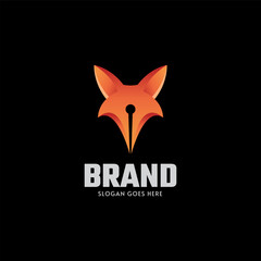 Obraz premium Illustration vector logo template of fox pen