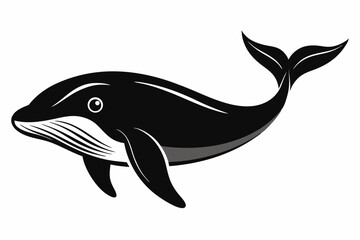Whale Full body black design and white background