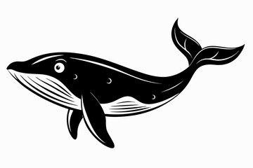 Whale Full body black design and white background