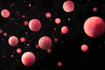 Fototapeta premium A few pink, coronavirus-like tiny balls float in the air