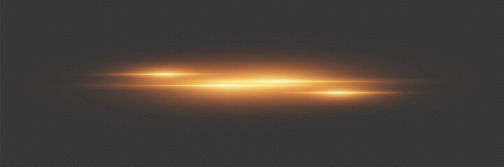 Fototapeta premium Horizontal neon light lines. On a transparent background.