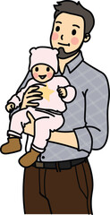 Father holding his kid, daddy drawing, Father's Day, cartoon, Love dad