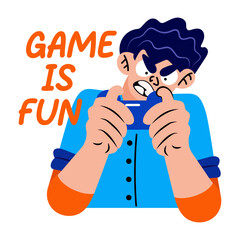 Flat sticker of a person playing fun game