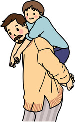 Father holding his kid, daddy drawing, Father's Day, cartoon, Love dad
