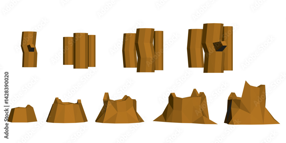 Aufkleber a series of wooden logs, each varying in size and shape. the logs are arranged in a row, with some b