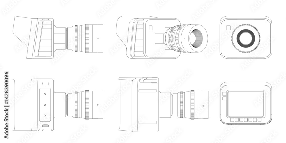 Poster a camera lens is shown in various stages of assembly. the image is a series of dots, with each dot r