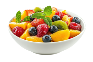 Mixed fruit salad in white bowl brings freshness and flavor to your food themed graphics