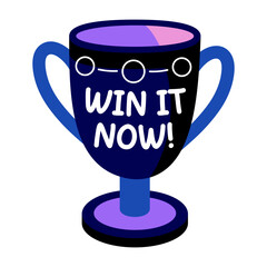 Flat sticker showing a trophy cup with typography