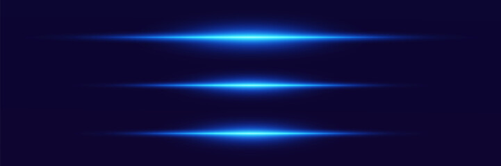 Set of shiny glares of light, blue light effects. Laser lines of flashes.