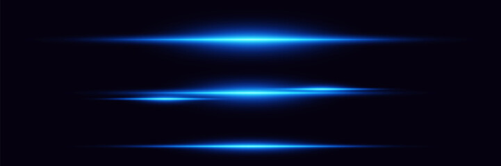Set of shiny glares of light, blue light effects. Laser lines of flashes.