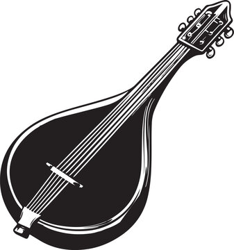 black and white mandolin musical instrument clip art preview