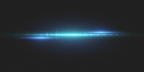 Blue horizontal highlight. Laser beam of light.
