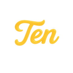 3D render of Number 10, Spelled out, Transparent Background, Isolated