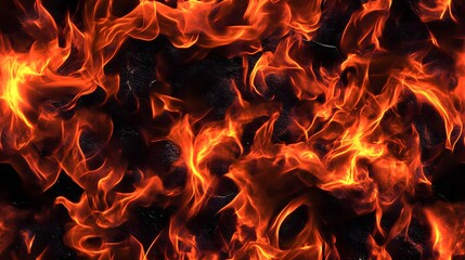 Fiery flames engulfing dark embers.