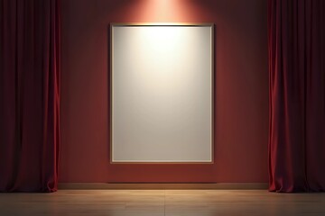 Mock up Poster frame with spotlight on wall at cinema with copy space
