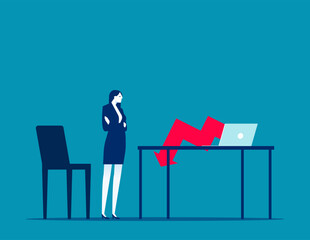 Obraz premium Frustrated businessman watching falling arrows from a computer screen, Declining business