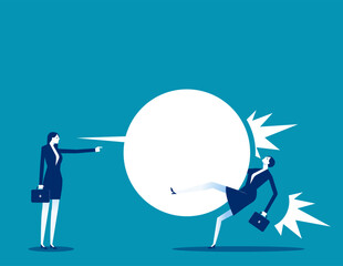 Manager pointing at a employee and cursing him out, hurtful words or rumor