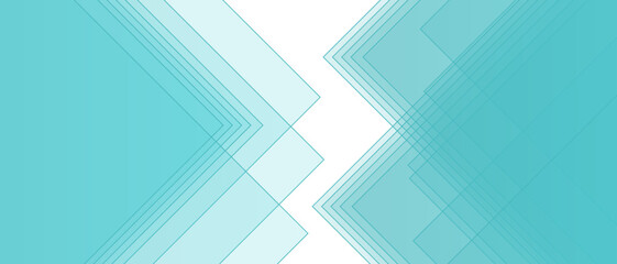 Fototapeta premium Abstract background with cyan-blue chevron shapes. Modernity, clarity, and depth, translucent geometric futuristic, and professional aesthetic. Suitable for corporate branding, UI/UX backdrops, 