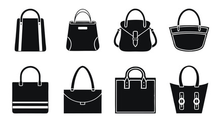 Silhouette Set of Women’s Handbags and Purses Vector Collection