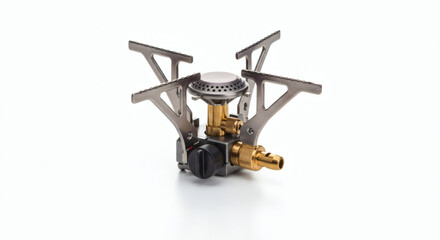 single portable camping stove burner isolated on white background. generative ai
