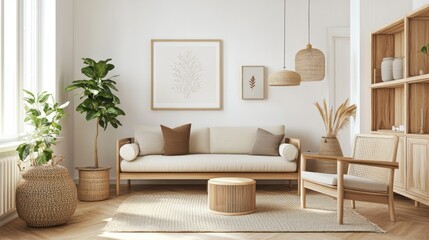 Light, airy living room with natural elements