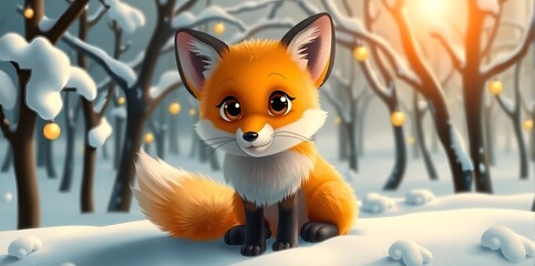 Fototapeta premium fox in the snow
