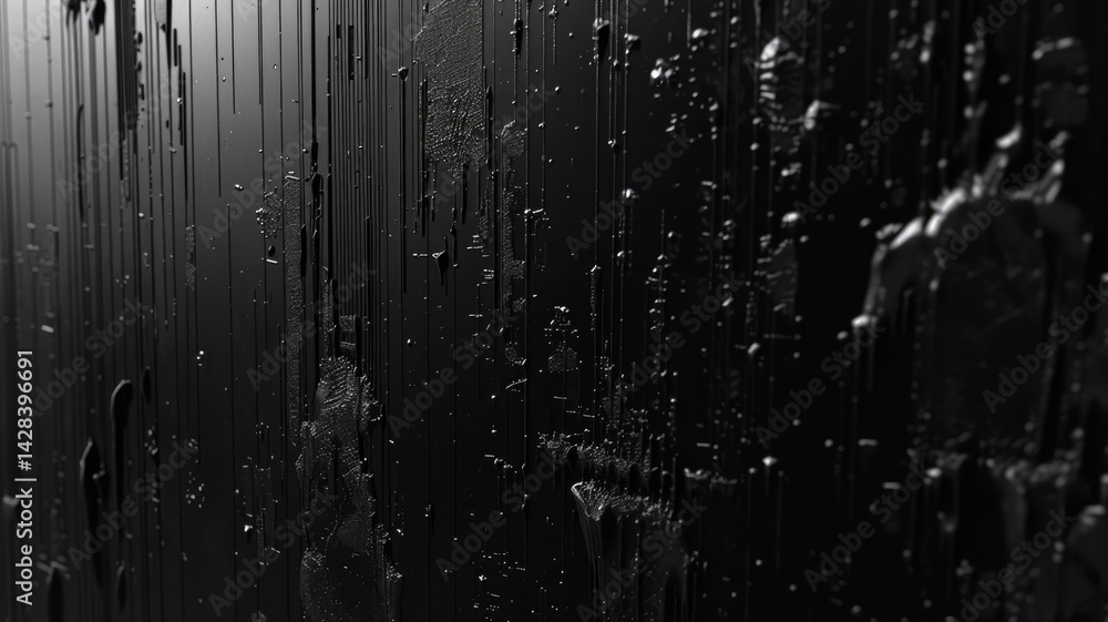 Poster abstract of complex glitch with pixel effect in dark background use shading and monochrome to expres
