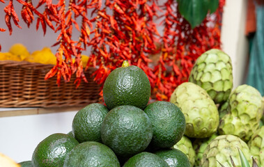 Avocados at the Funchal market.