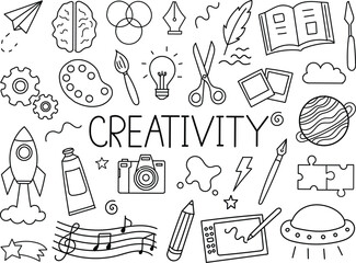 Set of hand-drawn minimalist icons vector illustration