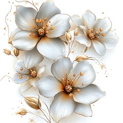 Elegant digital blossoms in soft gold high resolution photo